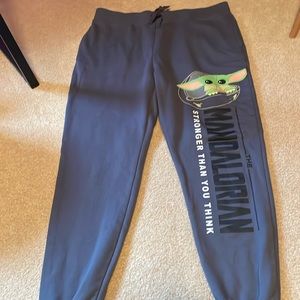 grey original disney land sweatpants joggers mandalorian baby yoda